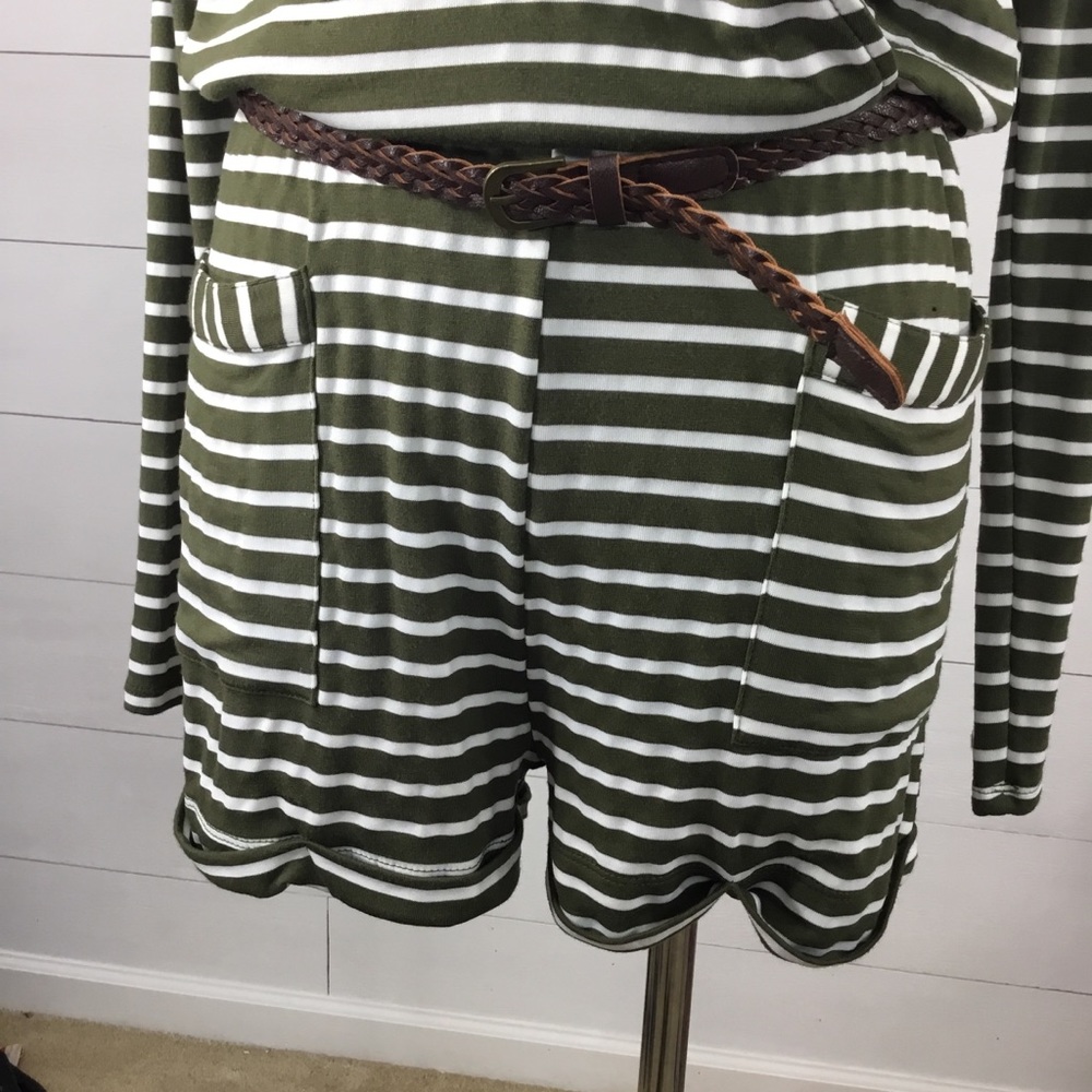 HYFVE Long sleeve, olive green stripe romper - Picture 4 of 8